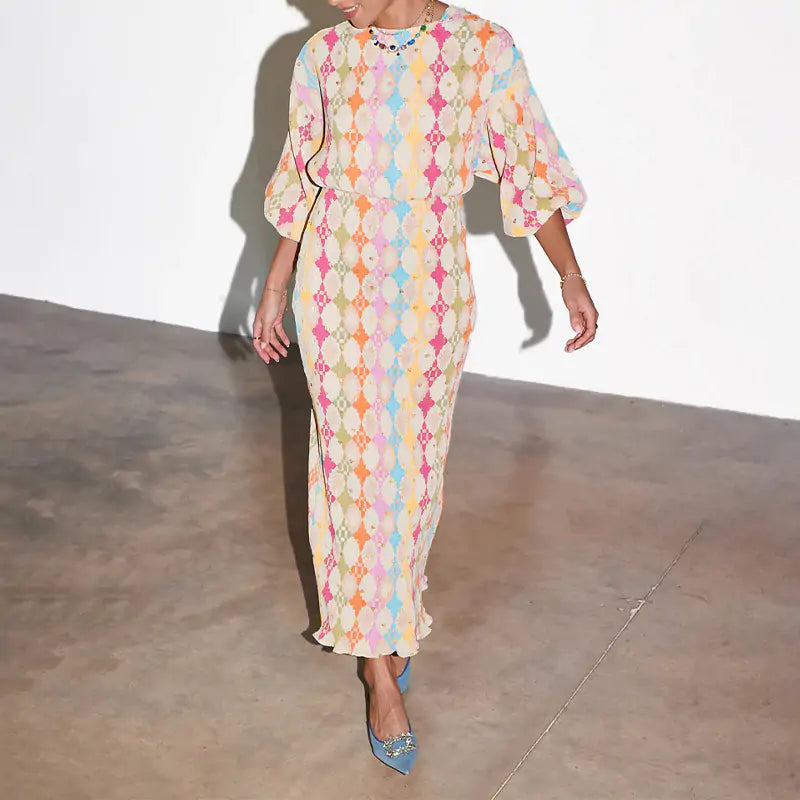Long Sleeve Printed Dress