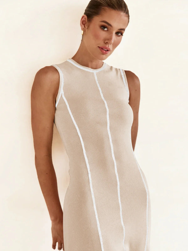 Sleeveless Round Neck Knitted Dress