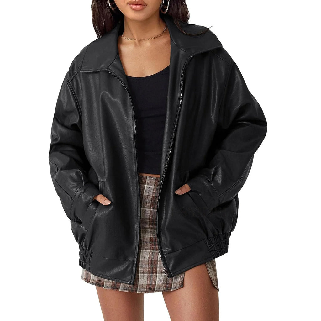 Women’s Pu Leather Jacket Motorcycle
