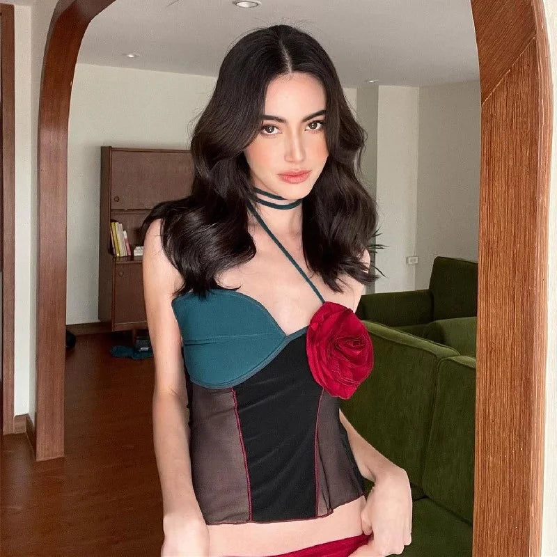 Sexy Women’s Vest With Colorful Flowers