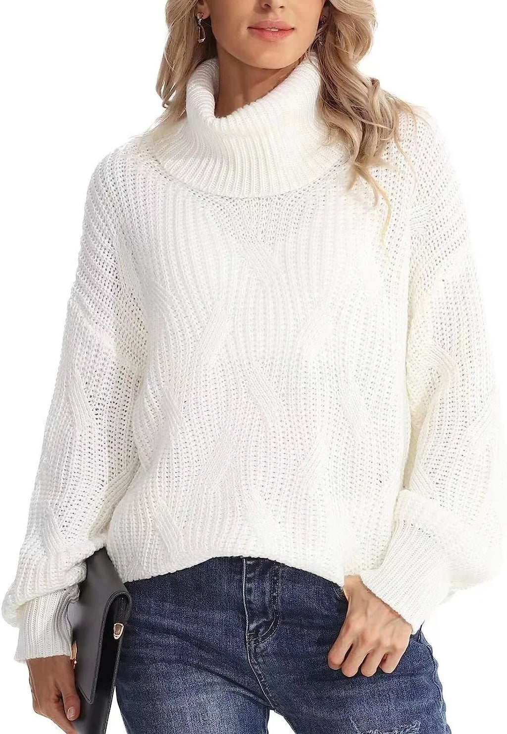 Loose Knitted Turtleneck Sweater