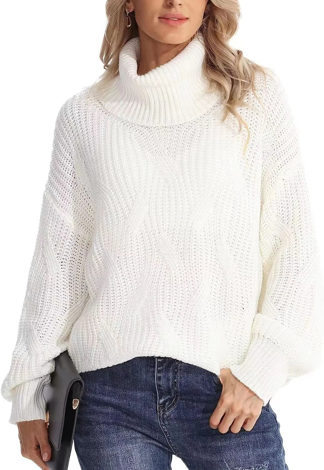 Loose Knitted Turtleneck Sweater