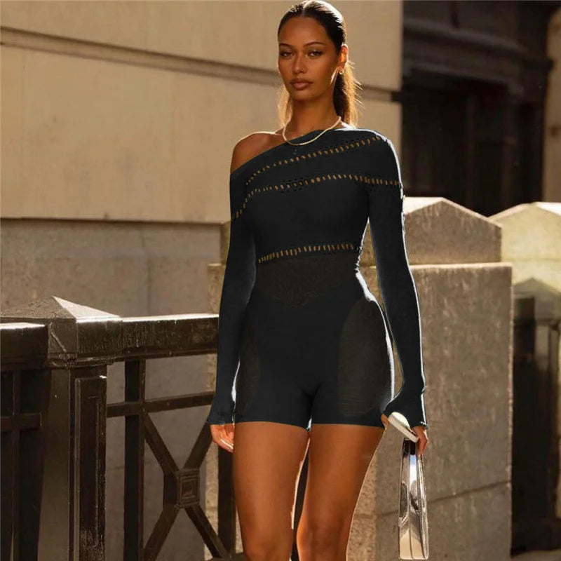 Off Shoulder Short Jumpsuit