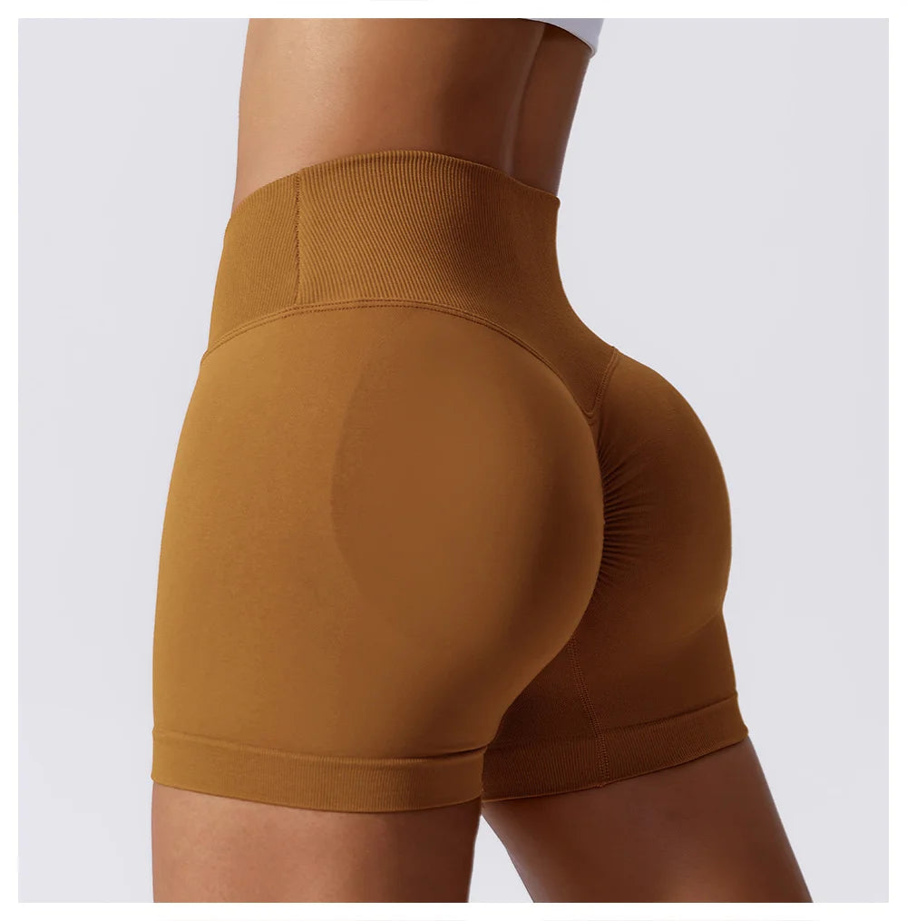 High Waist Running Gym Shorts Tight Fit Seamless Gym Shorts