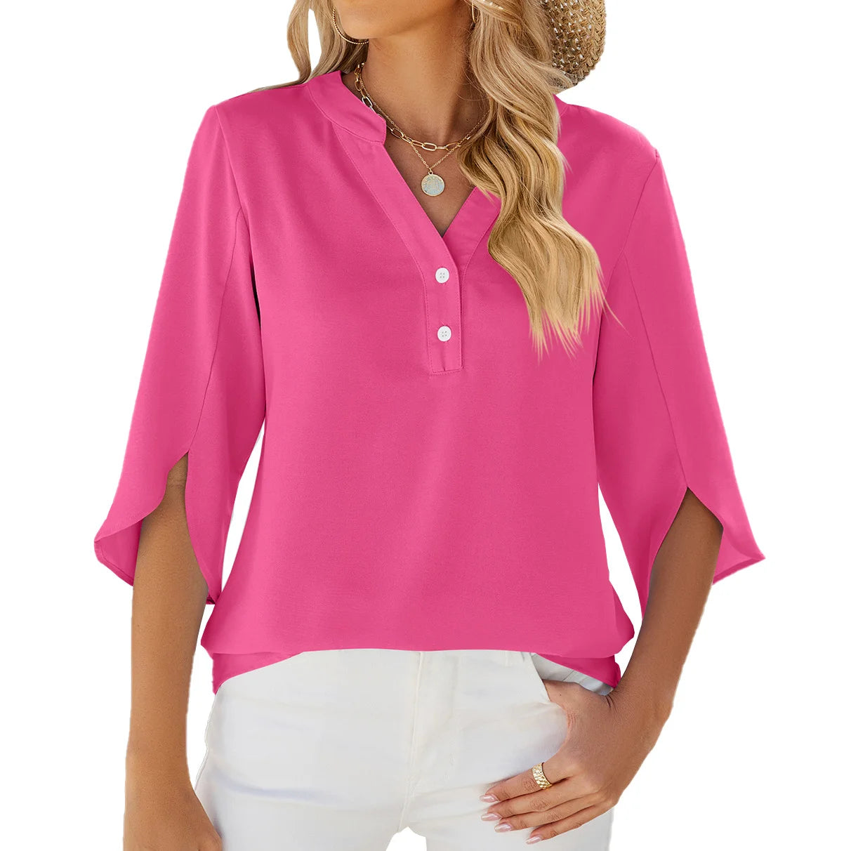 V Neck Chiffon Blouse