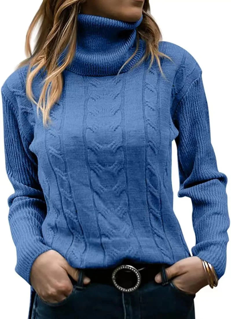 Pure Color Long Sleeve Turtleneck Sweater
