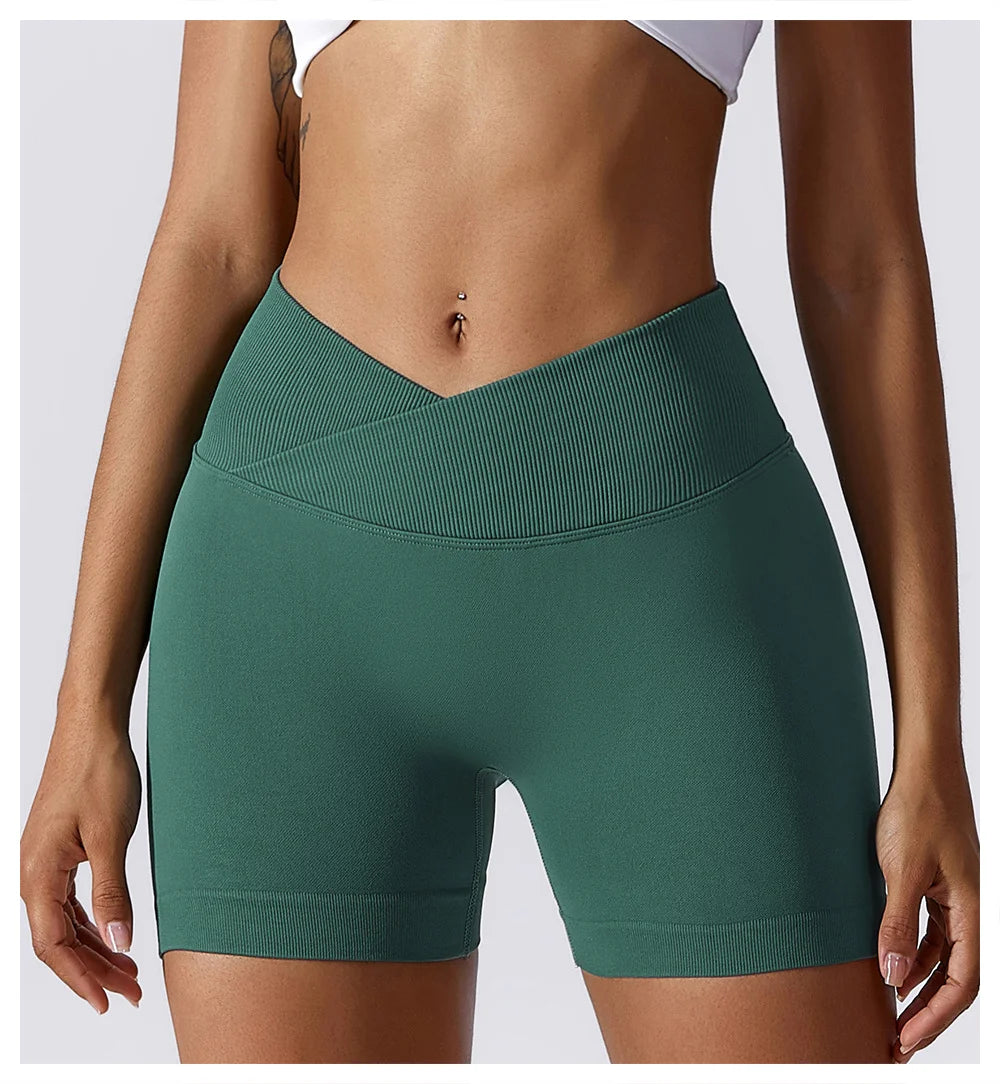 High Waist Running Gym Shorts Tight Fit Seamless Gym Shorts