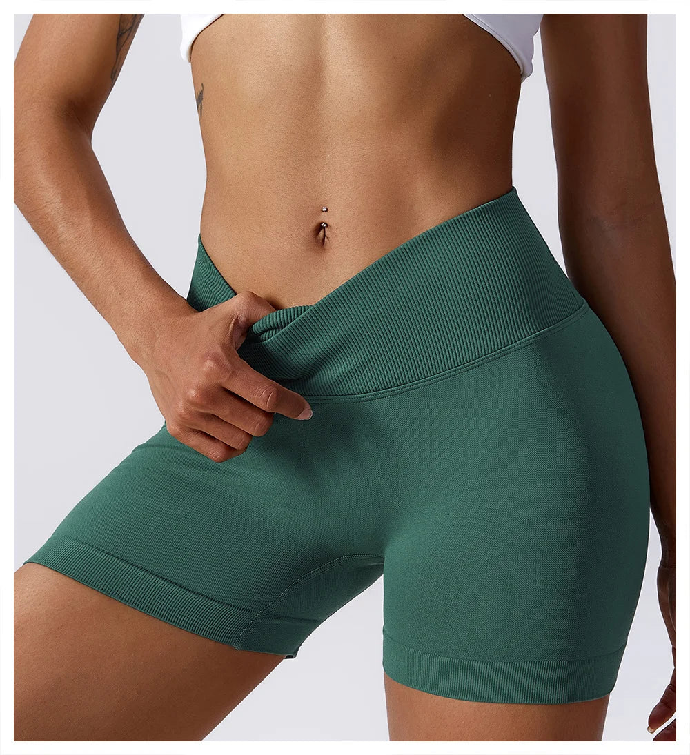 High Waist Running Gym Shorts Tight Fit Seamless Gym Shorts
