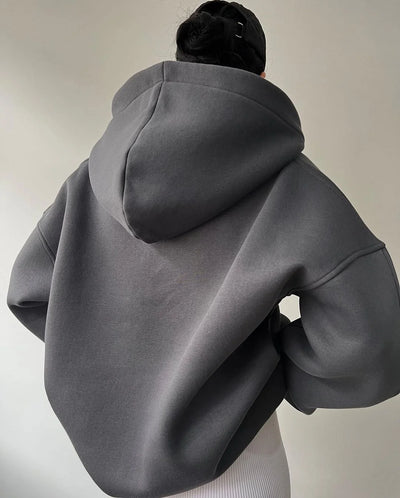 Solid Color Hoddie With V Neck