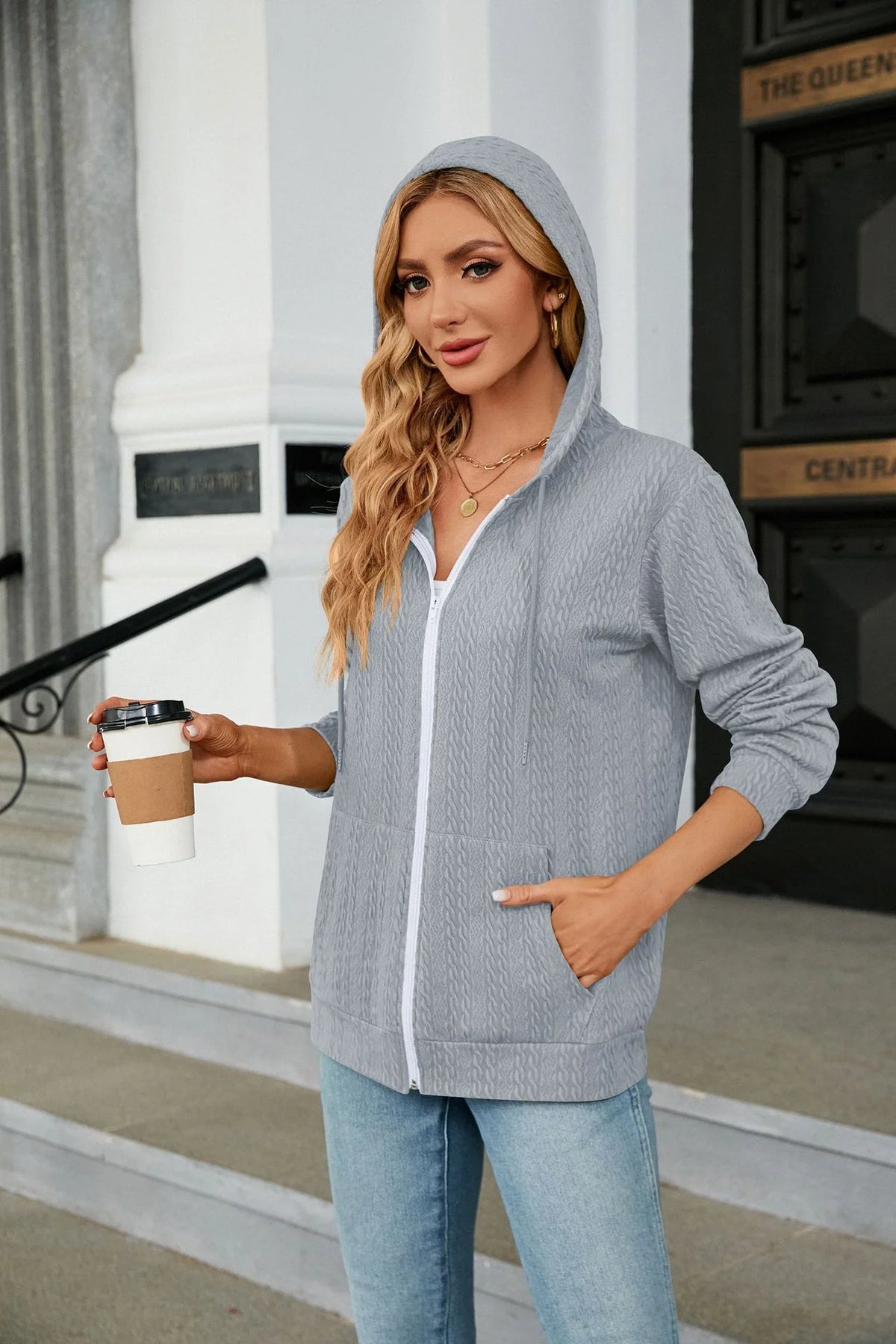 Hoodie Zipper Cardigan Pocket Hoodie Woman
