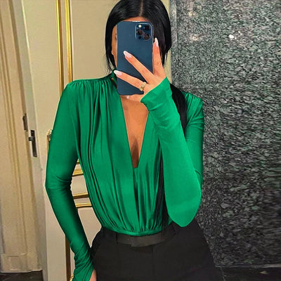 V-Neck Long Sleeve Jumpsuit