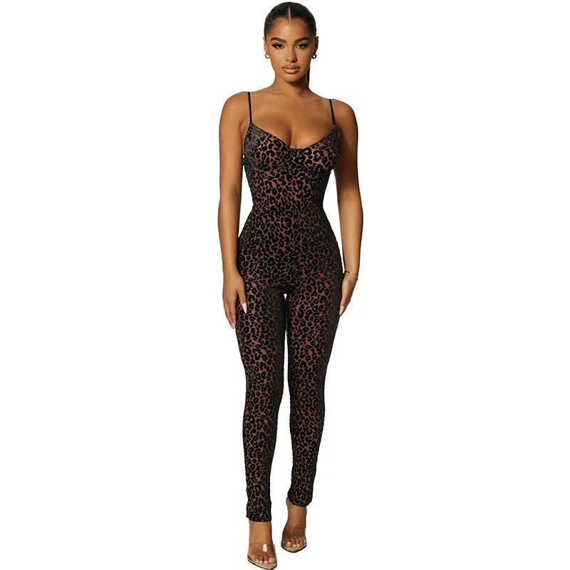 Low Cut Sling Flocked Tight Hip Wrapped One Piece Pants Woman