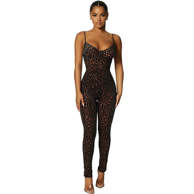 Low Cut Sling Flocked Tight Hip Wrapped One Piece Pants Woman