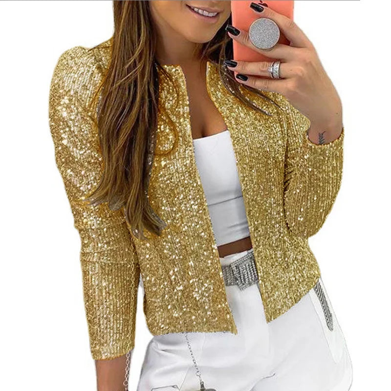 Solid Color Sequin Jacket