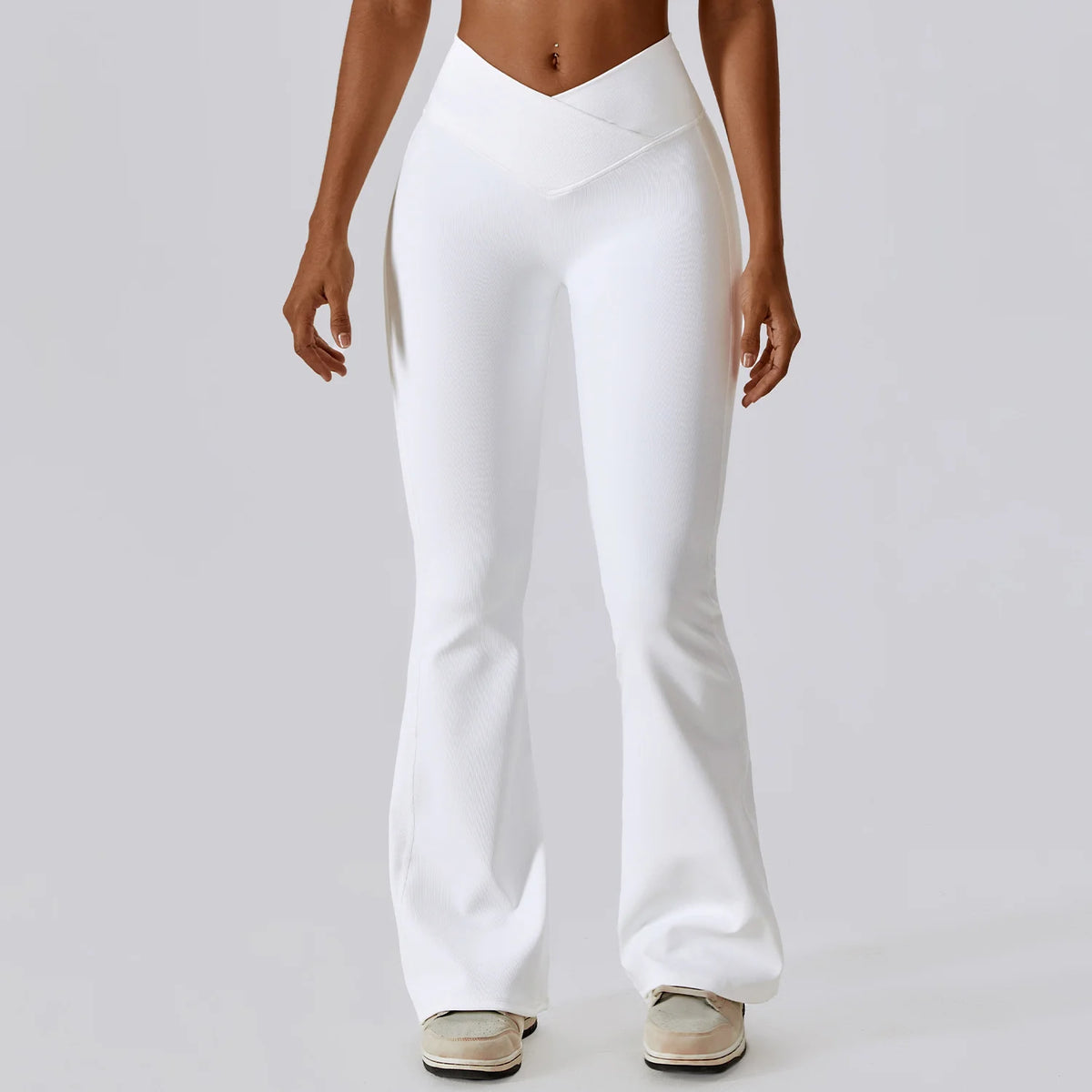 High Waist Cross Wide Leg Sports Flare Pants