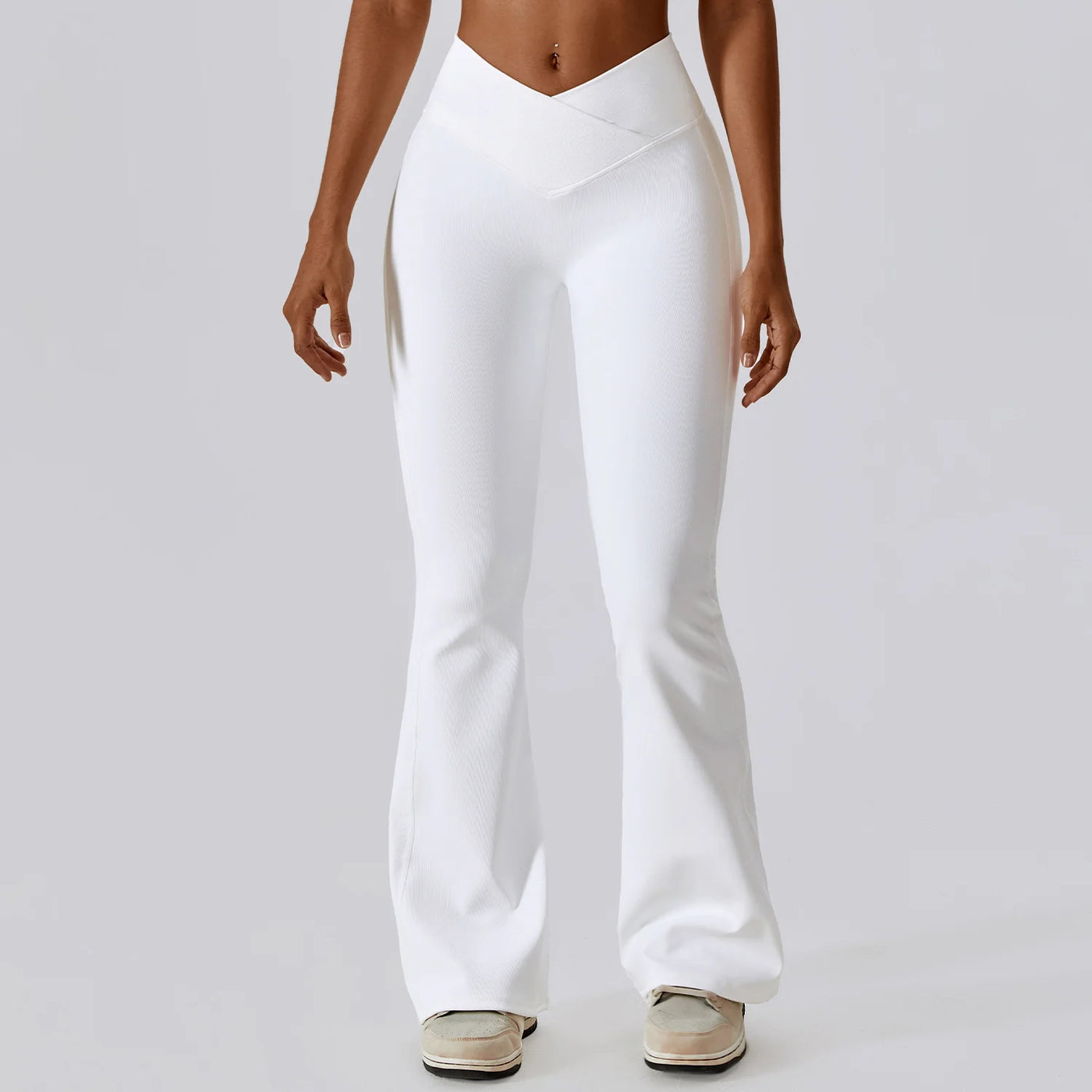 High Waist Cross Wide Leg Sports Flare Pants
