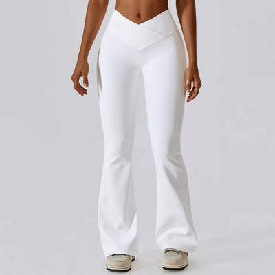 High Waist Cross Wide Leg Sports Flare Pants