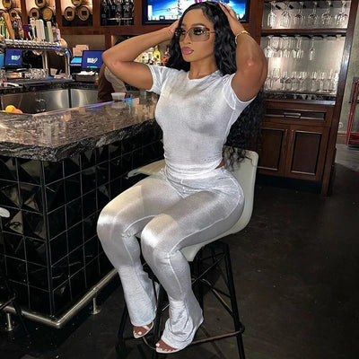 Short Sleeve T-shirt And Flared Trousers Set