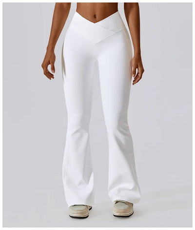High Waist Cross Wide Leg Sports Flare Pants