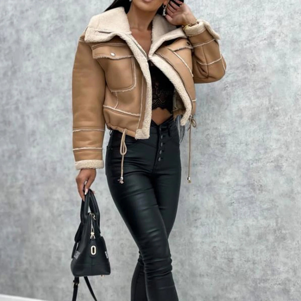 Jacket New Lambswool Cropped Zipper Biker