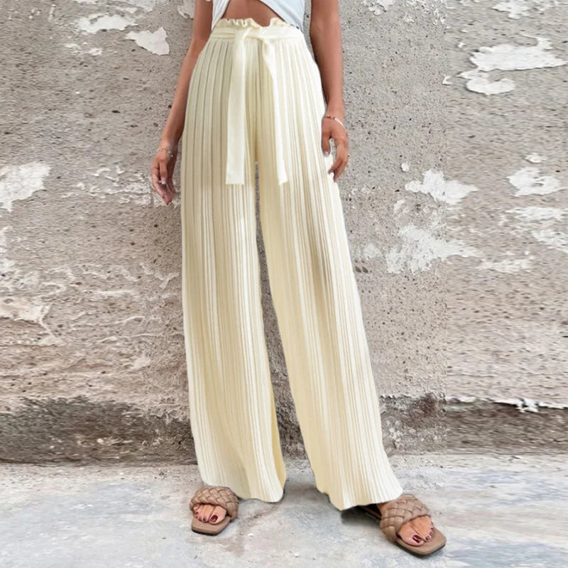 100 Pleated Drape Wide Leg Pants