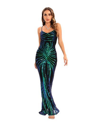 Halter Neck Sequin Dress