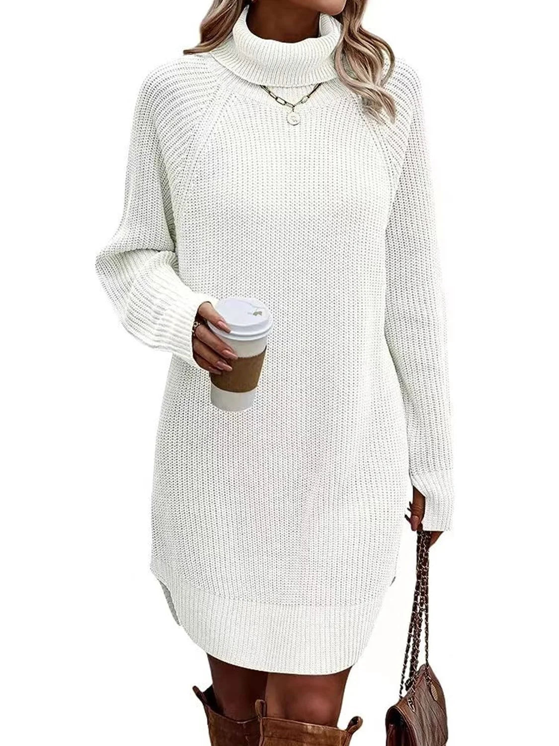 Fashion New High Necked Sweater Women’s Dress