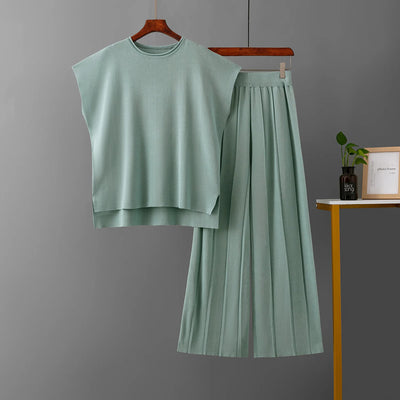 Women’s Casual Suit and Solid Color Sleeveless Vest