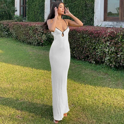 Slim Fitting Dress With Drawstring And Open Back