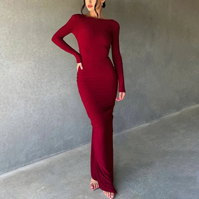 Reversible Sexy V Neck Slim Pleated Long Sleeve Dress High Waist Hip Tight Dress Skirt