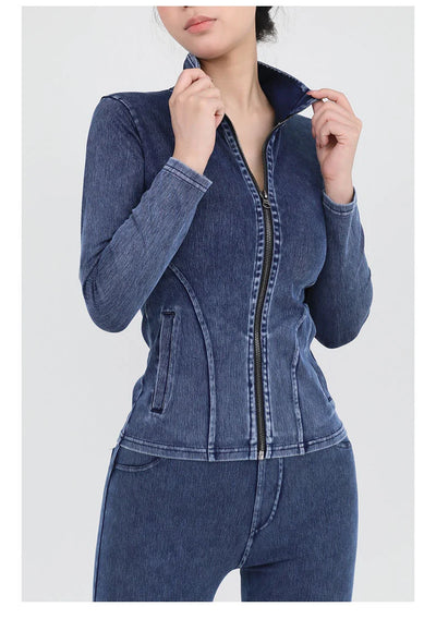 Slim Fit Turtleneck Zipper Jacket