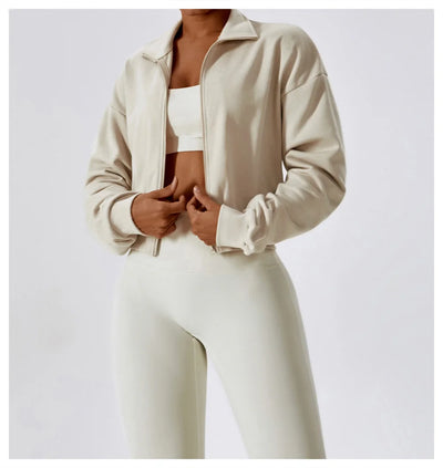 Long-Sleeve Sports Sweatshirt with Loose Zipper