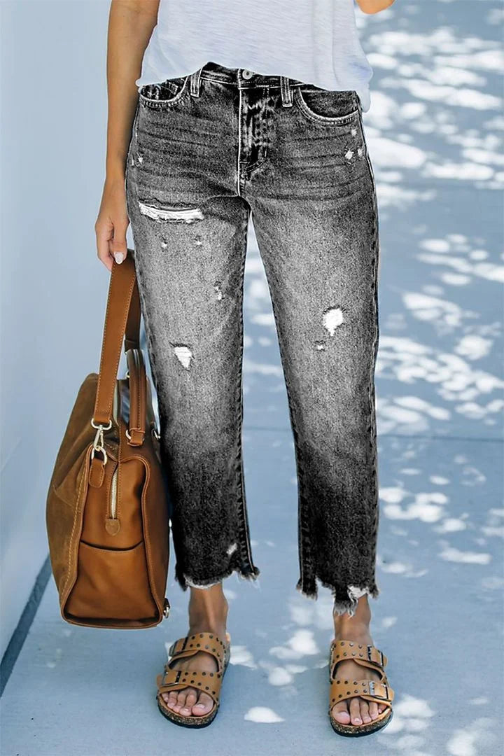 High Waisted Straight Leg Jeans