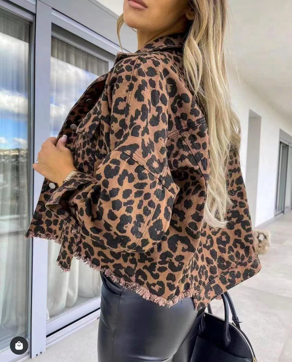 Leopard Print Denim Jacket