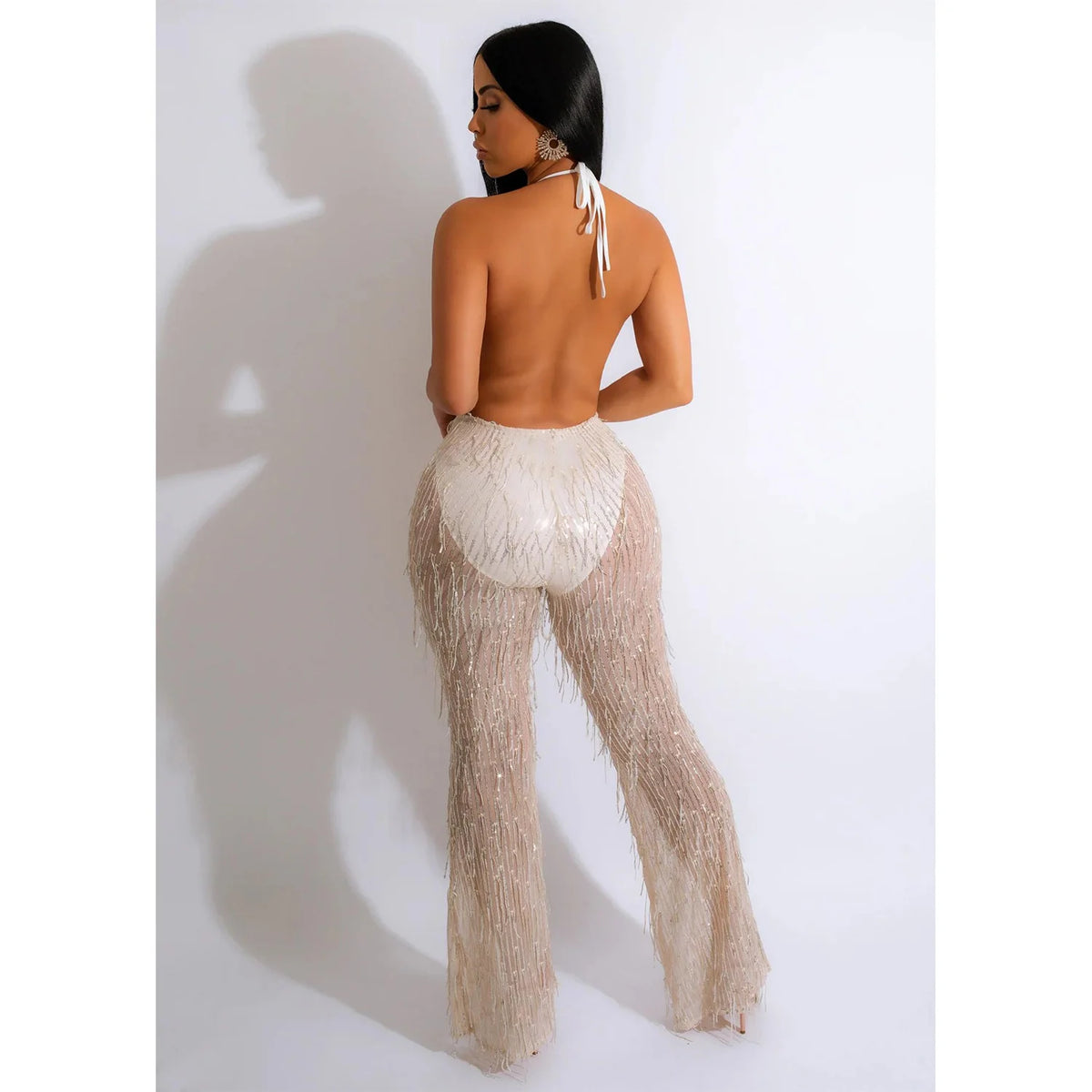 Transparent Mesh Sleeveless Long Pants Jumpsuit