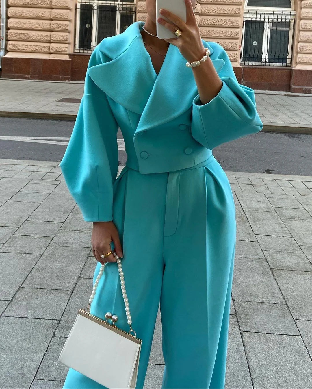 Solid Color Long Lapel Slim Suit