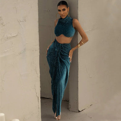 Set With Sleeveless Top And Long Skirt With Leg Opening