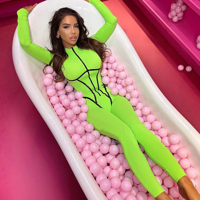 Long Sleeve Tight Jumpsuit With Design