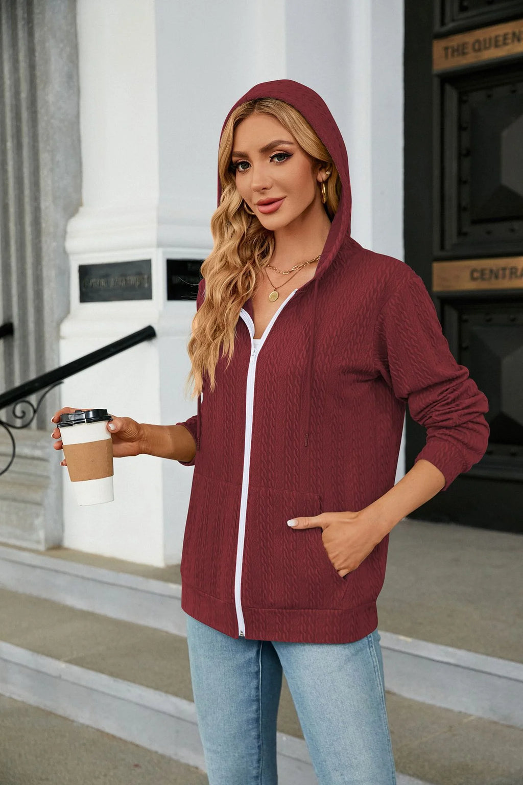 Hoodie Zipper Cardigan Pocket Hoodie Woman