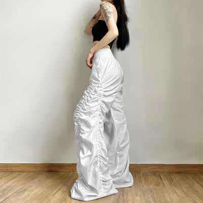 High Waist Hip Drape Loose Belt Casual Pants Woman