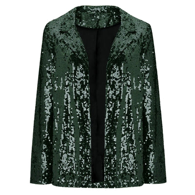 Long Sleeve Lapel Sequin Jacket