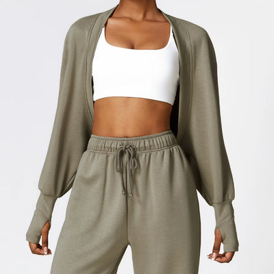 Knitted Cardigan With Bat Sleeves With Sports Jacket Running Sports
