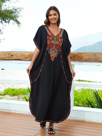 Embroidered Cotton Beach Robe