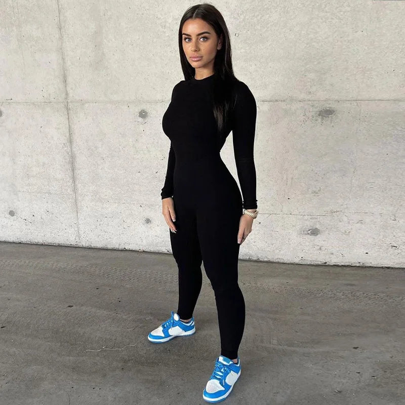 Fashion Solid Color Slim Jumpsuit