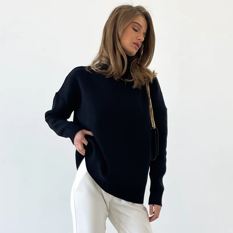 Trend With Loose Warm Semi Turtleneck Sweater