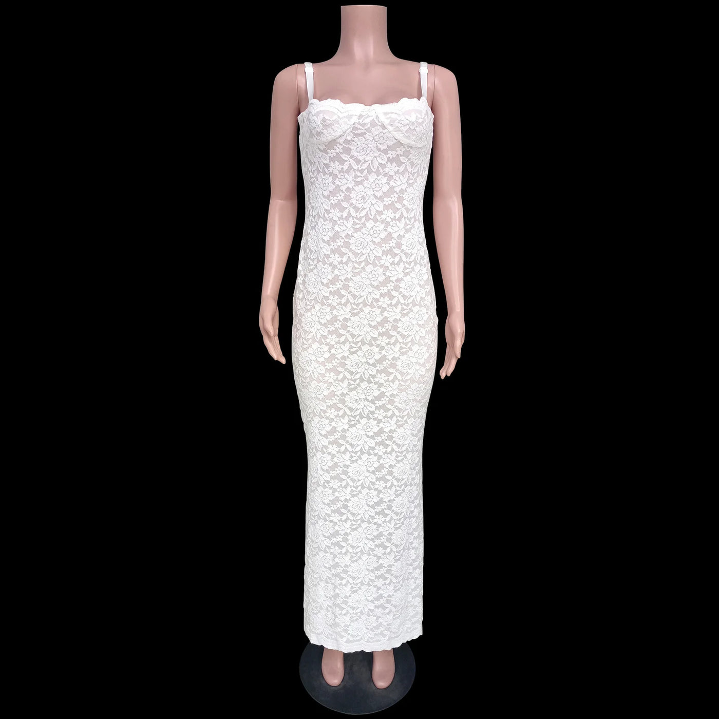 Sheer Lace Bodycon Dress With Printed Neck