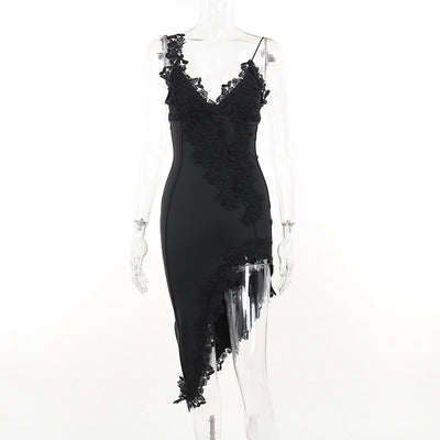 Feeling Deep V Slip Dress Slim Fit Open Chest Backless Party Hot Girl Temperament Hip Skirt