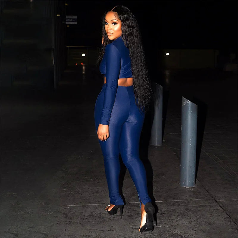 Long Sleeve Top And Slim Fit Pants Set