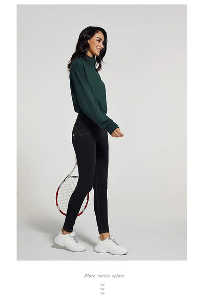 Stand Collar Fitness Sweatshirt Women’s Loose Zipper
