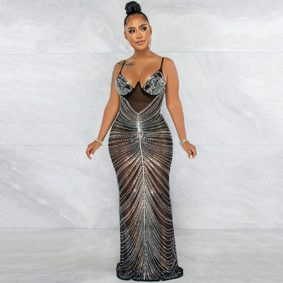 Chest Wrap Gauze Perspective Dress
